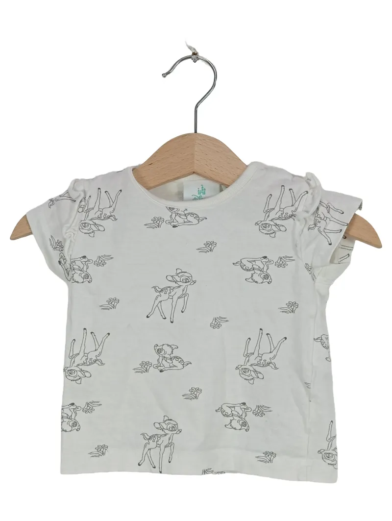 Disney Baby T-Shirt Bambi Gr. 62 Weiß Tiermotiv Rüschen Mädchen 2