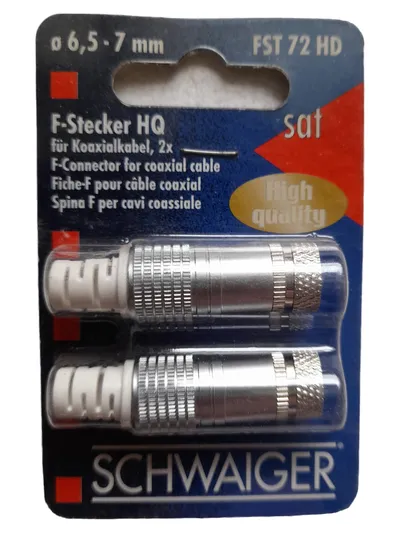 Schwaiger F-Stecker HQ F-Connector Koaxialkabel Sat Kabel Stecker Silber 2x