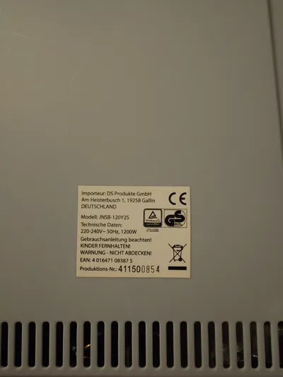 DS Produkte Heizstrahler JNSB-120Y2S 1200W Halogen Infrarot Grau