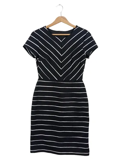 BANANA REPUBLIC Damen Businesskleid Gr. 32/XXS Schwarz Gestreift Elegant
