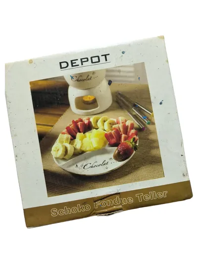 Depot Servierplatte Schoko Fondue Teller Weiß Keramik Modern