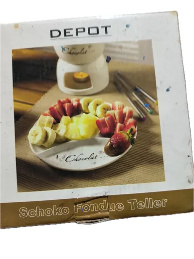 Depot Schokofondue Set Keramik Weiß Servierplatte Fondue Teller