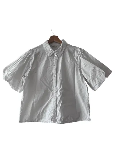 ONLY Damen Bluse Hemd Casual Weiß Gr. M Baumwolle Kurzarm
