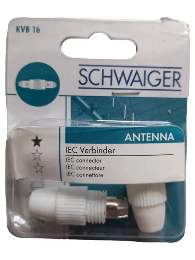 Schwaiger KVB 16 IEC Verbinder Antennenkabel Adapter Stecker Weiß