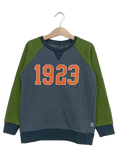 HUMMEL Kinder Sweatshirt 116 Grau Grün Casual mit Schriftzug