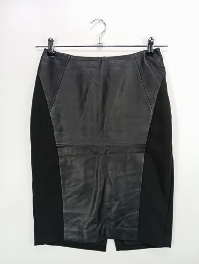 REISS Lederrock Damen 36/S Schwarz Elegant Business Bleistiftrock