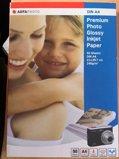 AgfaPhoto Premium Glossy Inkjet Fotopapier DIN A4 50 Blatt 240g/m²