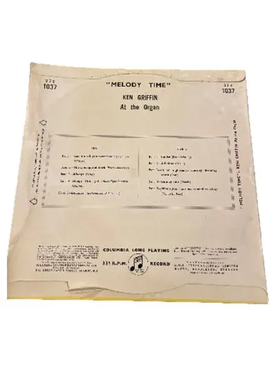 Ken Griffin Melody Time at the Organ Columbia Vinyl LP 33 RPM