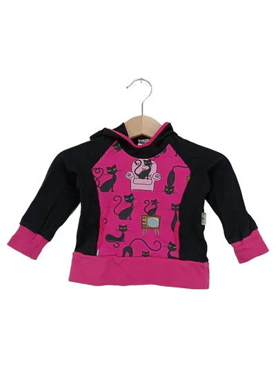 BABAUBA Kapuzenpullover Kinder Mädchen Gr. 62 Mehrfarbig Schwarz Pink Katzen