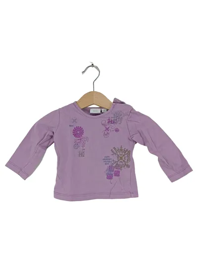 MEXX Langarmshirt Mädchen Gr. 68 Lila Blumen Print Baby Shirt