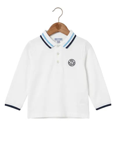 Jacadi Langarm Polo Shirt Jungen Gr. 92 (24M) Weiß Klassisch