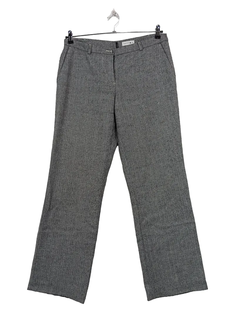 Comma Stoffhose Damen Grau Fischgrät Business Klassisch Gr. 40 L31 1