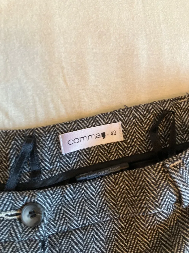 Comma Stoffhose Damen Grau Fischgrät Business Klassisch Gr. 40 L31 2
