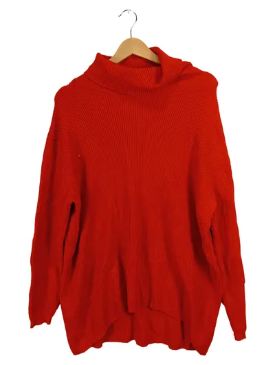 Feentraum Damen Rollkragen Pullover Rot M Oversized Rippstrick Viskose