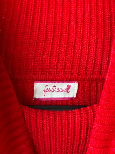 Feentraum Damen Rollkragen Pullover Rot M Oversized Rippstrick Viskose