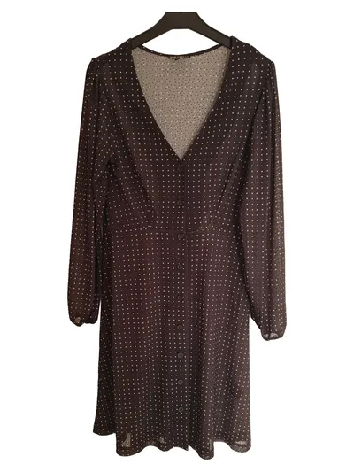 Juul & Belle Damen Freizeitkleid Gr. XS Braun Gepunktet Langarm