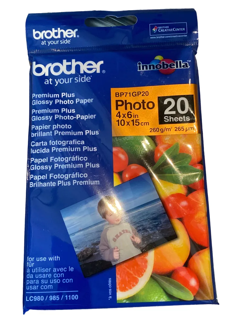 Brother Premium Plus Glossy Fotopapier 10x15cm 4x6in 260g/m² 20 Blatt 1
