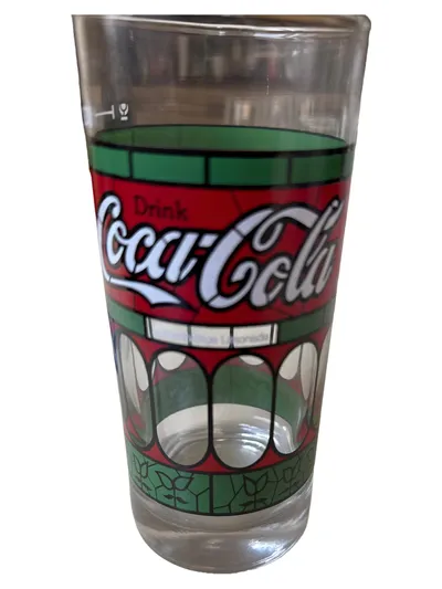 Coca-Cola Glas Trinkglas 250ml Mehrfarbig Fan Becher Logo Mosaik Design