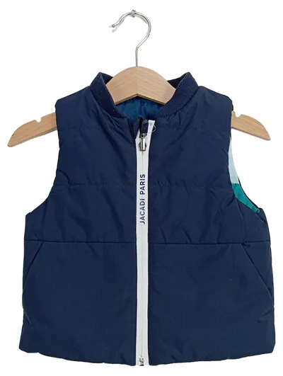 Jacadi Paris Steppweste Kinder Gr. 74 Blau Weste Baby Wattiert