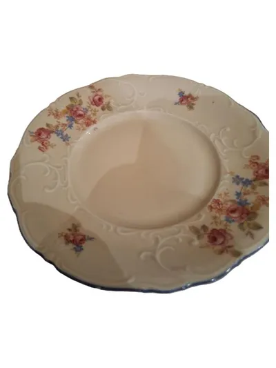 Bavaria Vintage Kuchenteller Porzellan Blumenmuster Beige 19cm Festlich