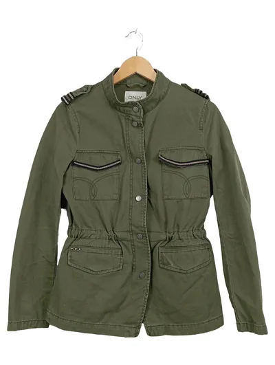 ONLY Bomberjacke Damen Oliv Khaki Freizeit Gr. S 36 Nieten Reißverschluss