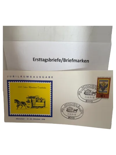 Deutsche Bundespost Ersttagsbrief 100 Jahre Münchner Trambahn 1976 Briefmarke