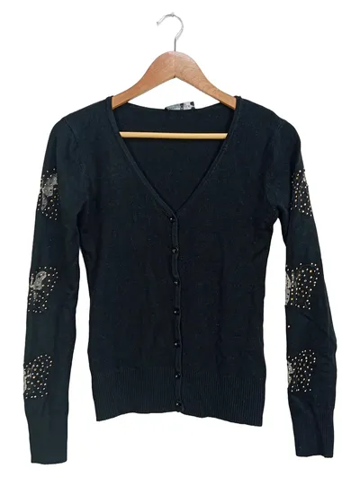 MAX COLLE Damen Strickjacke Schwarz Nieten Applikationen Gr. S/M