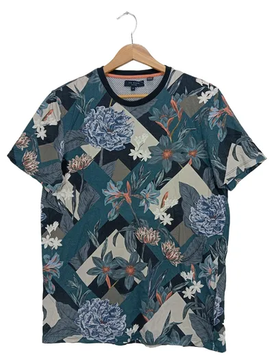 TED BAKER Damen T-Shirt S Mehrfarbig Florales Muster Casual Baumwolle