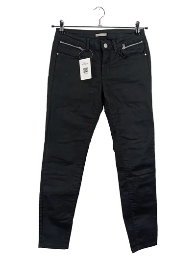 ORSAY Damen Skinny Jeans Schwarz Gr. 38 Stretch Zipper-Details