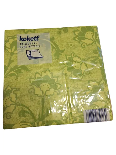 KOKETT Servietten Ostern Grün Blumen 40 Stück 3-lagig