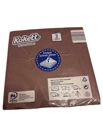 KOKETT Servietten 30 Stück Braun Papier 3-lagig 33x33 cm Casual