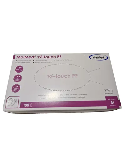 MaiMed v-touch PF Vinyl Handschuhe Gr. M latexfrei transparent 100 Stück