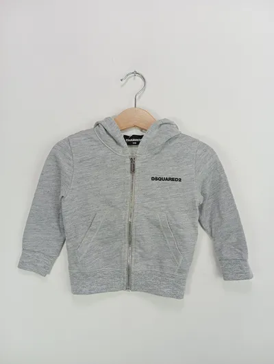 DSQUARED2 Kinder Sweatjacke Gr. 80 (12M) Grau Kapuze Reißverschluss Logo