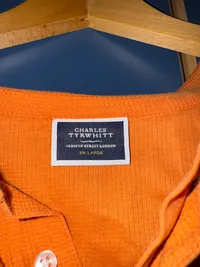 Charles Tyrwhitt Herren Poloshirt Orange Wolle Gr. 3XL Kurzarm 5