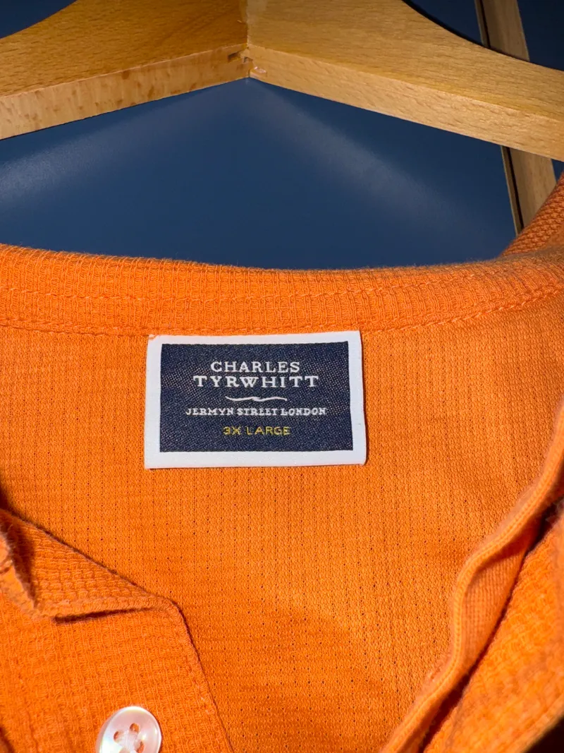 Charles Tyrwhitt Herren Poloshirt Orange Wolle Gr. 3XL Kurzarm 5