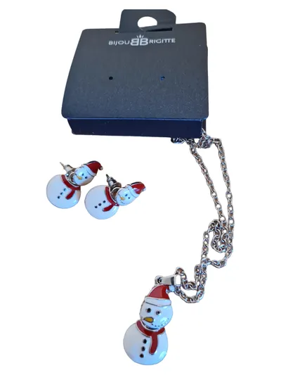 BIJOU BRIGITTE Schmuckset Schneemann Damen Weihnachtlich Kette Ohrringe