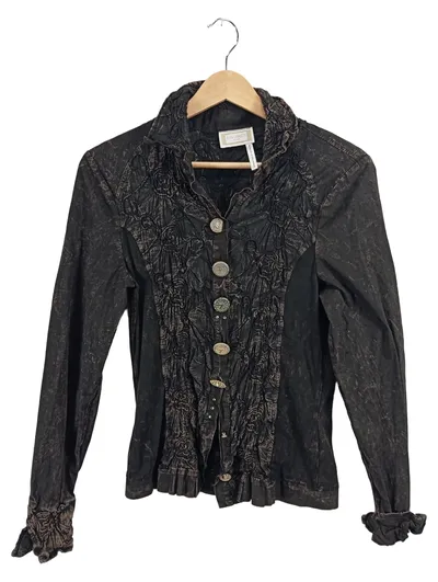 Elisa Cavaletti Vintage Jacke Damen Schwarz Strukturmuster Gr. M 40