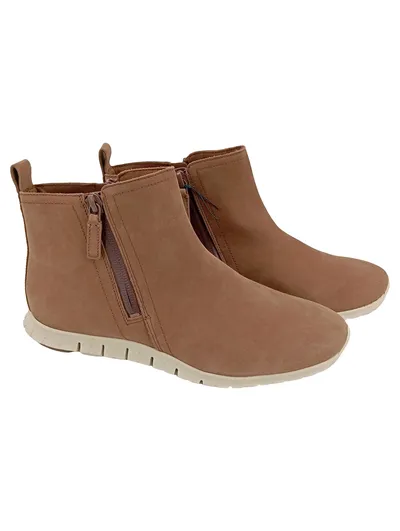 COLE HAAN Stiefelette Damen Gr. 38.5 Braun Casual Reißverschluss Booties