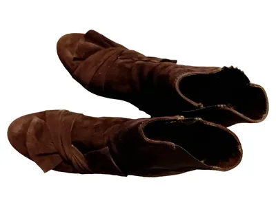 5th Avenue Geraffte Stiefelette Damen Gr. 38 Braun Wildleder Elegant