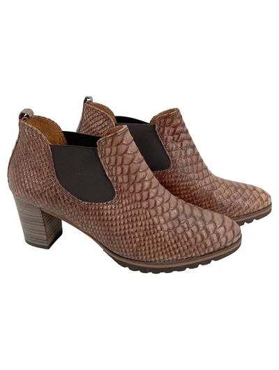 GABOR Damen Stiefelette Gr. 38 Braun Elegant Tierdruck Schlangenmuster