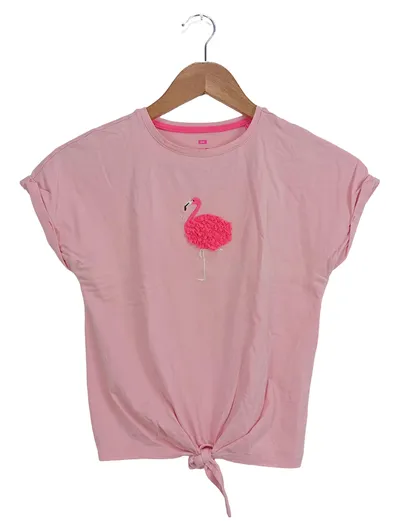 WE Fashion Kinder T-Shirt Rosa Flamingo Gr. 140 Casual Kurzarm