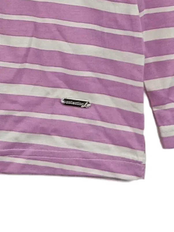 Collection L Damen Langarmshirt Rosa Weiß Gestreift Asymmetrisch Gr. 38 M 3