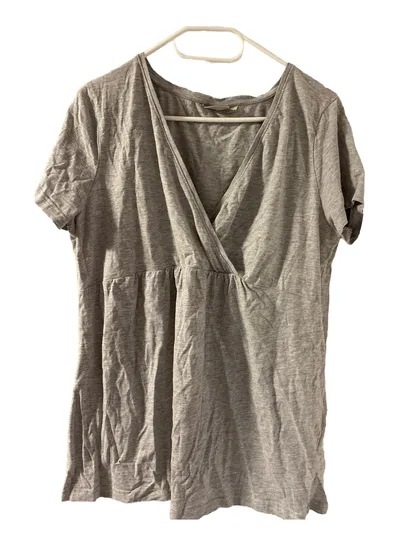 BLUEMOTION Damen T-Shirt Wickelshirt Gr. 44 Grau Casual Kurzarm