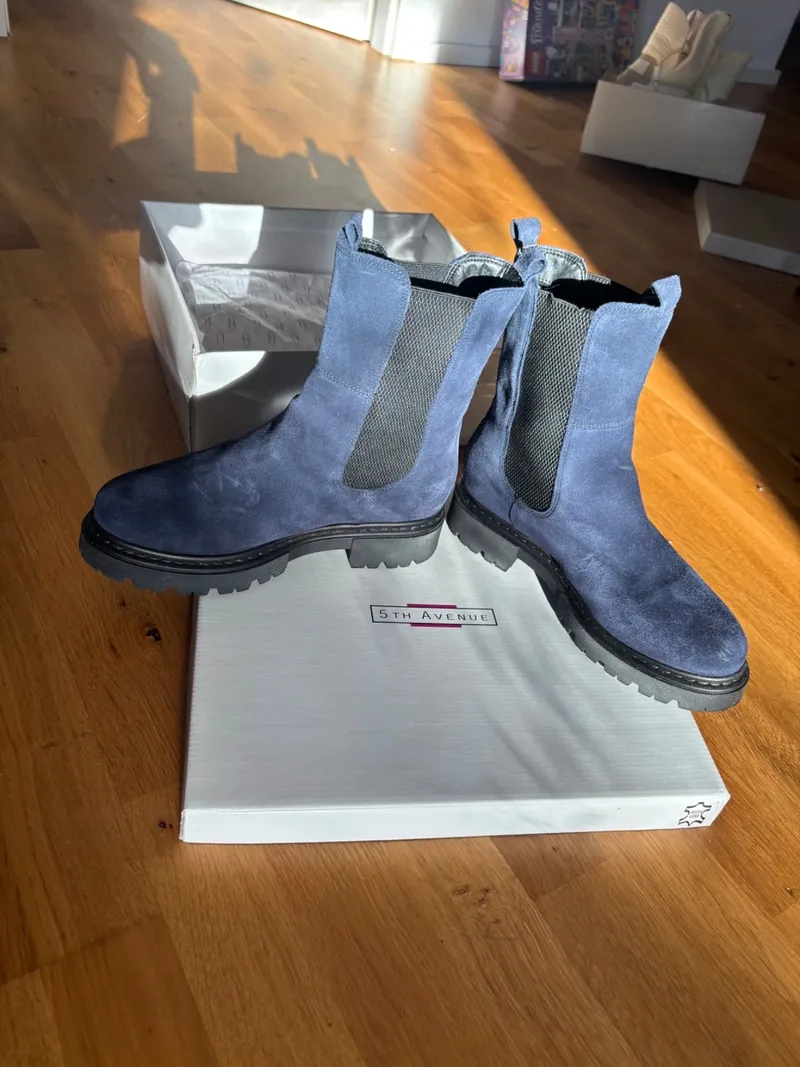5th Avenue Chelsea Boots Damen Gr. 37 Wildleder Blau Stiefelette 3