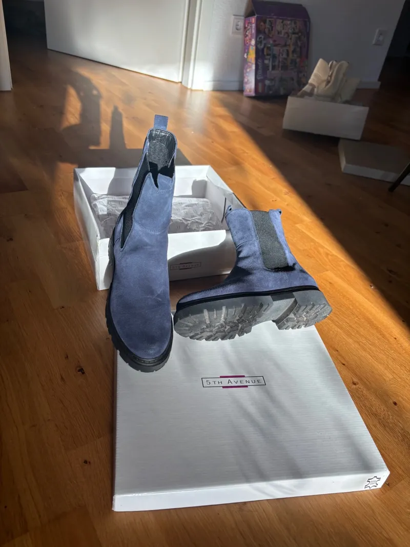 5th Avenue Chelsea Boots Damen Gr. 37 Wildleder Blau Stiefelette 10