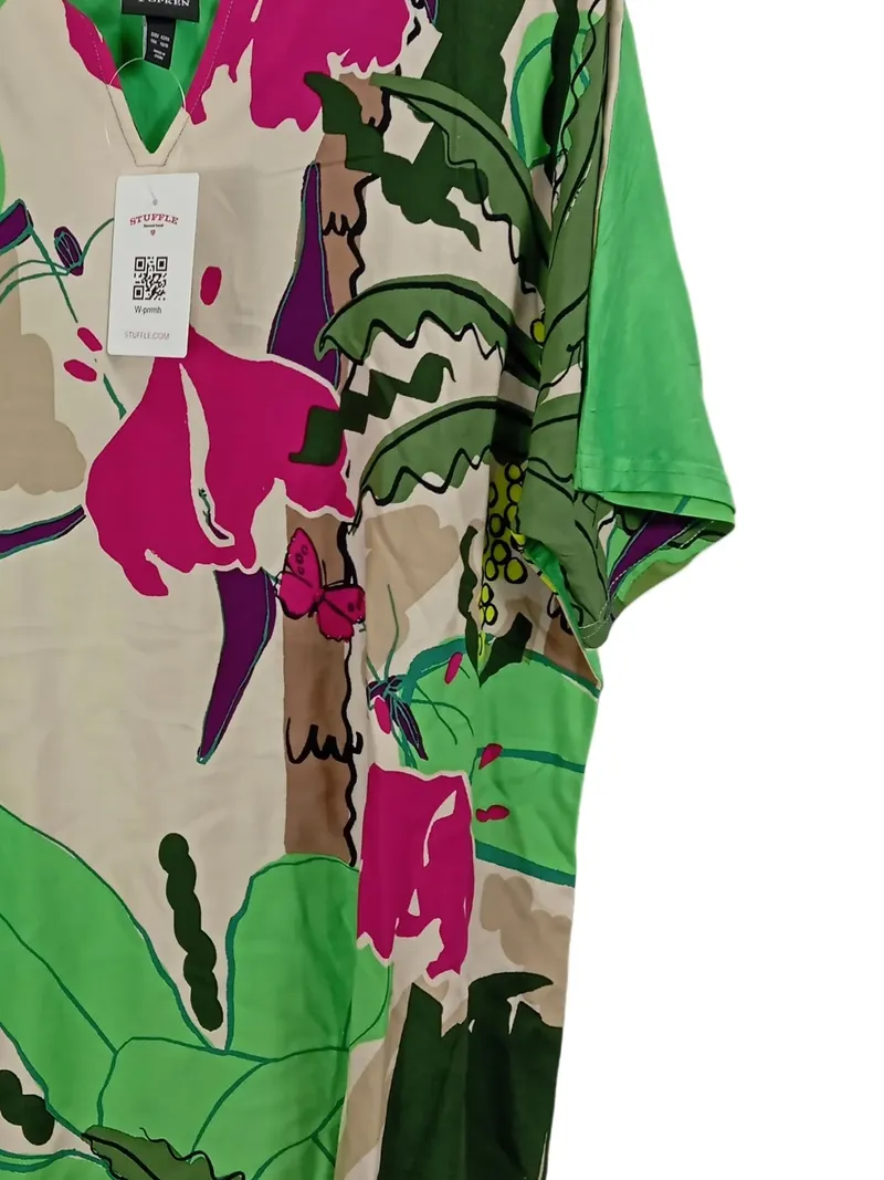 Ulla Popken Damen T-Shirt Gr. XL Grün Florales Muster Kurzarm Viskose 3