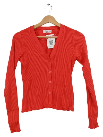 Mango MNG Damen Strickjacke Cardigan Rippstrick Rot Gr. S