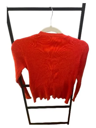 Mango MNG Damen Strickjacke Cardigan Rippstrick Rot Gr. S