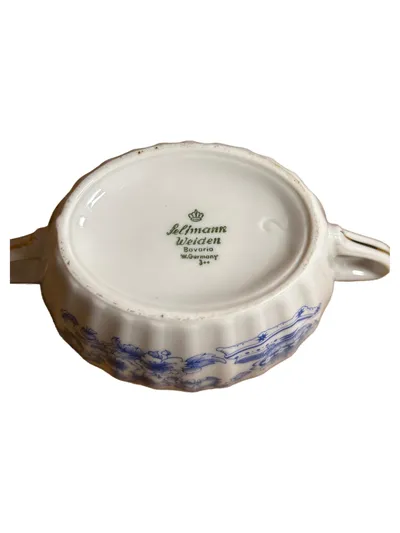 Seltmann Weiden China Blau Zuckerdose Porzellan mit Deckel Goldrand