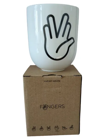 FINGERSCROSSED Kaffeebecher Vulcan Salute Keramik Weiß 300ml Modern